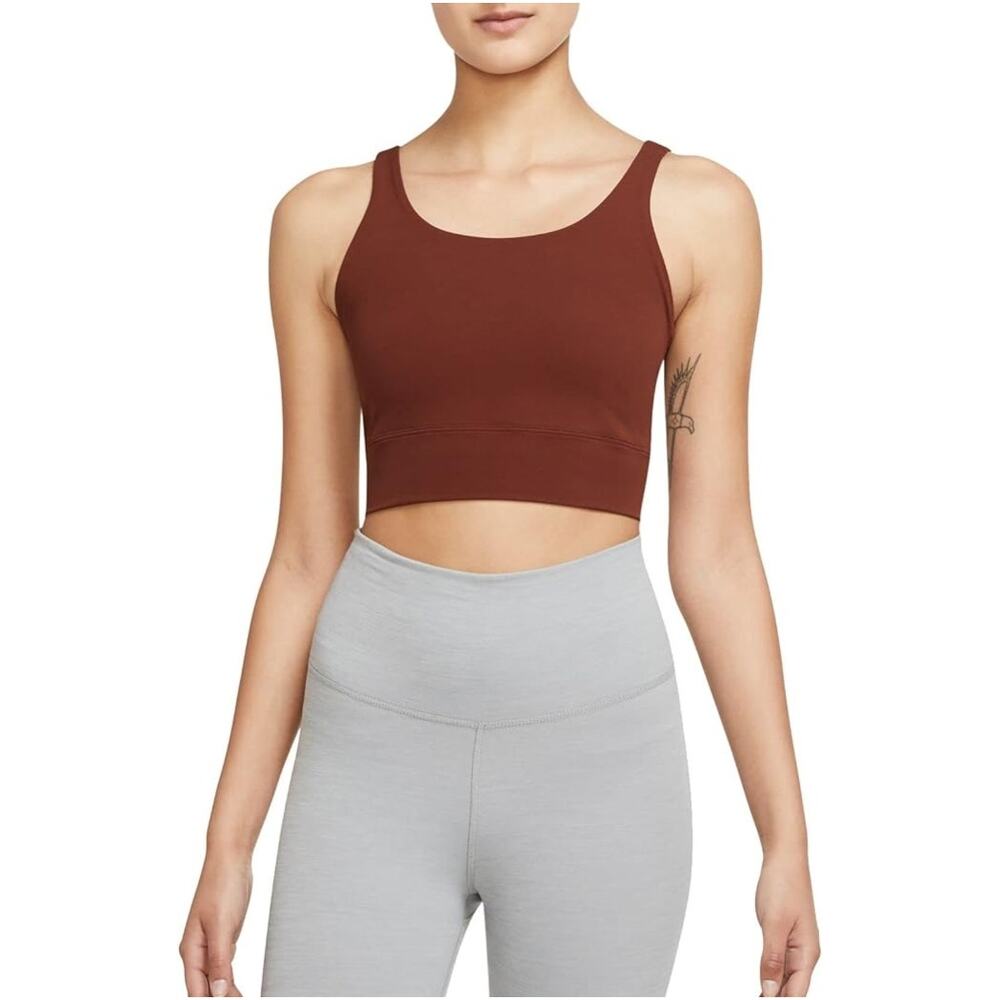 NWT Nike Womens Yoga Luxe Infinalon Crop Tank Top Maroon Brown Gym Yoga Size XXL
